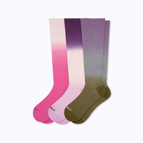 Knee-High Compression Socks - 3 Pack Ombre Bundle
