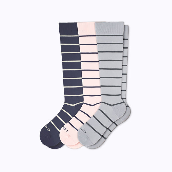 Knee-High Compression Socks – 3 Pack Stripes