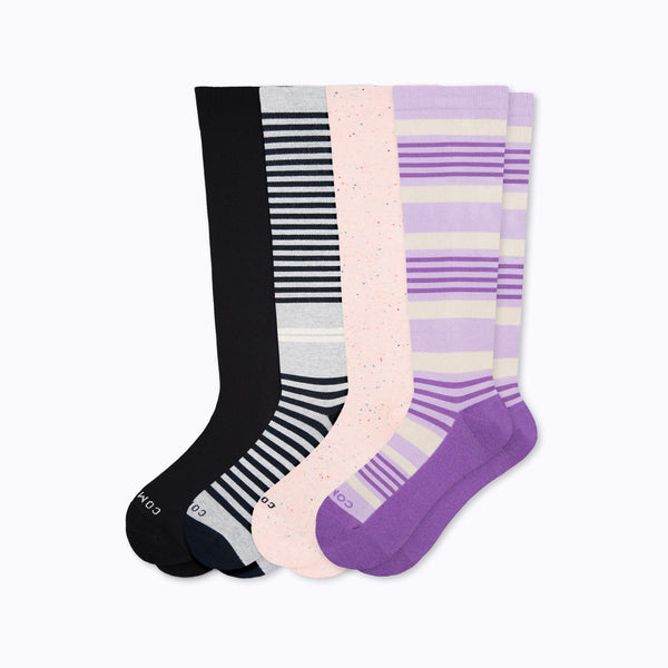 Knee-High Compression Socks – 4 Pack Mix (20-30 mmHg)