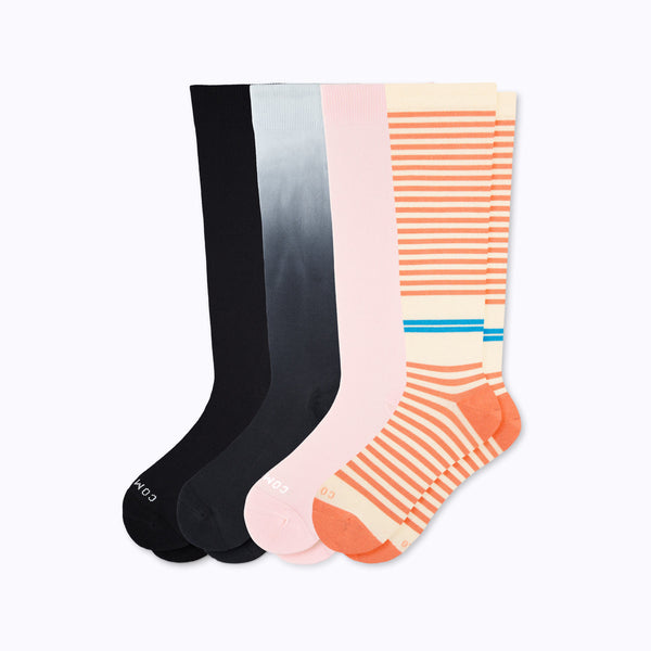 Knee-High Compression Socks – 4 Pack Mix (20-30 mmHg)