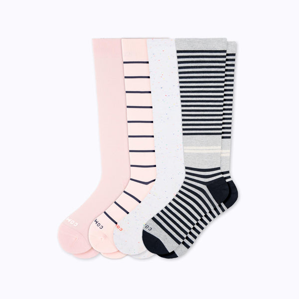 Knee-High Compression Socks – 4 Pack Mix (20-30 mmHg)