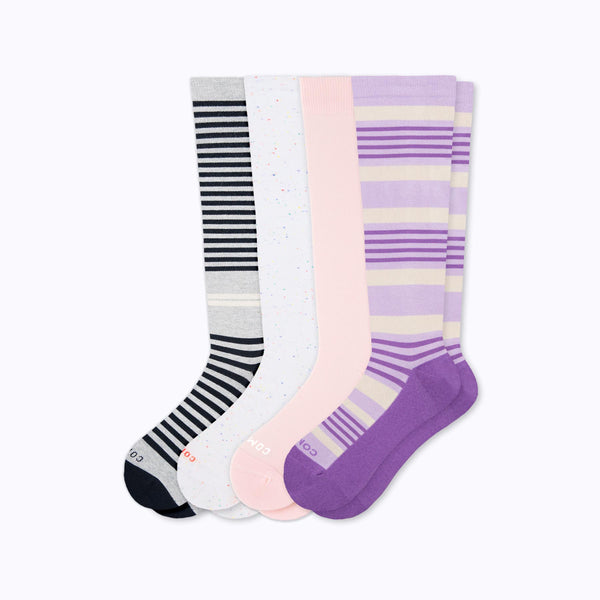 Knee-High Compression Socks – 4 Pack Mix (20-30 mmHg)