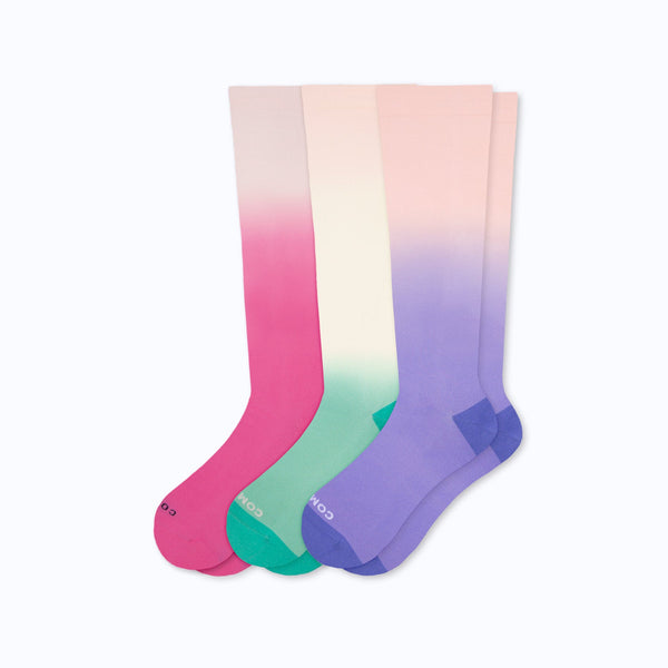Knee-High Compression Socks - 3 Pack Ombre