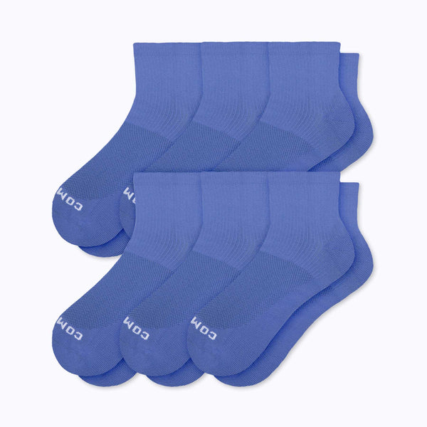 6-Pack flat image of blue quarter ankle socks