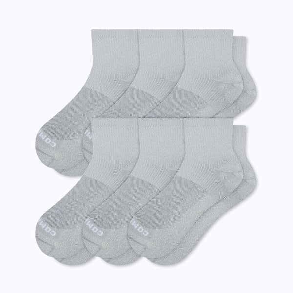 6-Pack Heather Grey quarter ankle socks