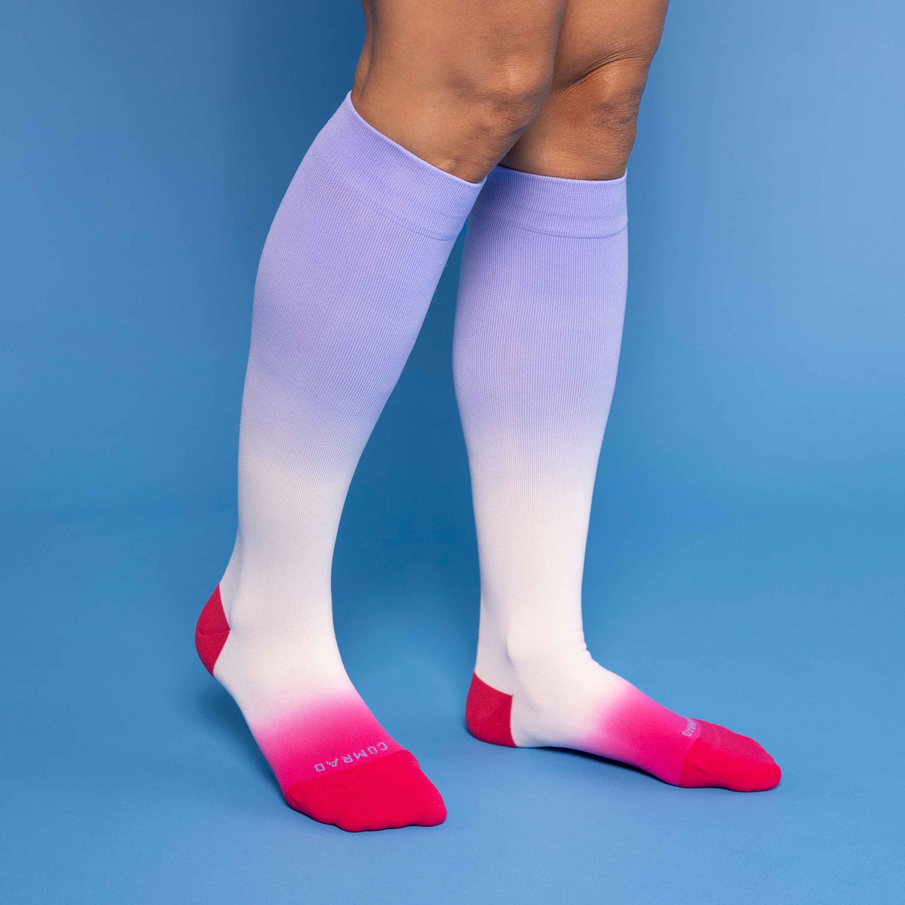 Compression Knee High Grip Sock in Ombre Dusk/Black - Great Soles