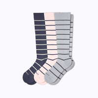 Knee-High Compression Socks – 3 Pack Stripes