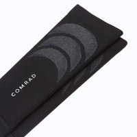 Close up view of calf compression sleeve performance blend black solid