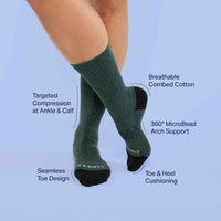 Combed Cotton Crew Socks - Green