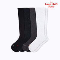 Long Shift 4-Pack knee-high compression socks in black, galaxy, charcoal and stargazer colors