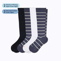 Long Shift 4-Pack knee-high socks with badges for 2 moisture-wicking nylon and 2 recycled cotton pairs