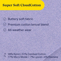 Text on a textured background about cloudcotton socks with features and material composition.