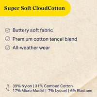 Info image about content and features of Comrad's super soft CloudCotton.