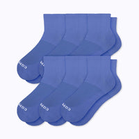 6-Pack flat image of blue quarter ankle socks