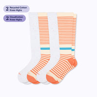 Four knee-high socks in recycled cotton knee-highs and CloudCotton knee-highs
