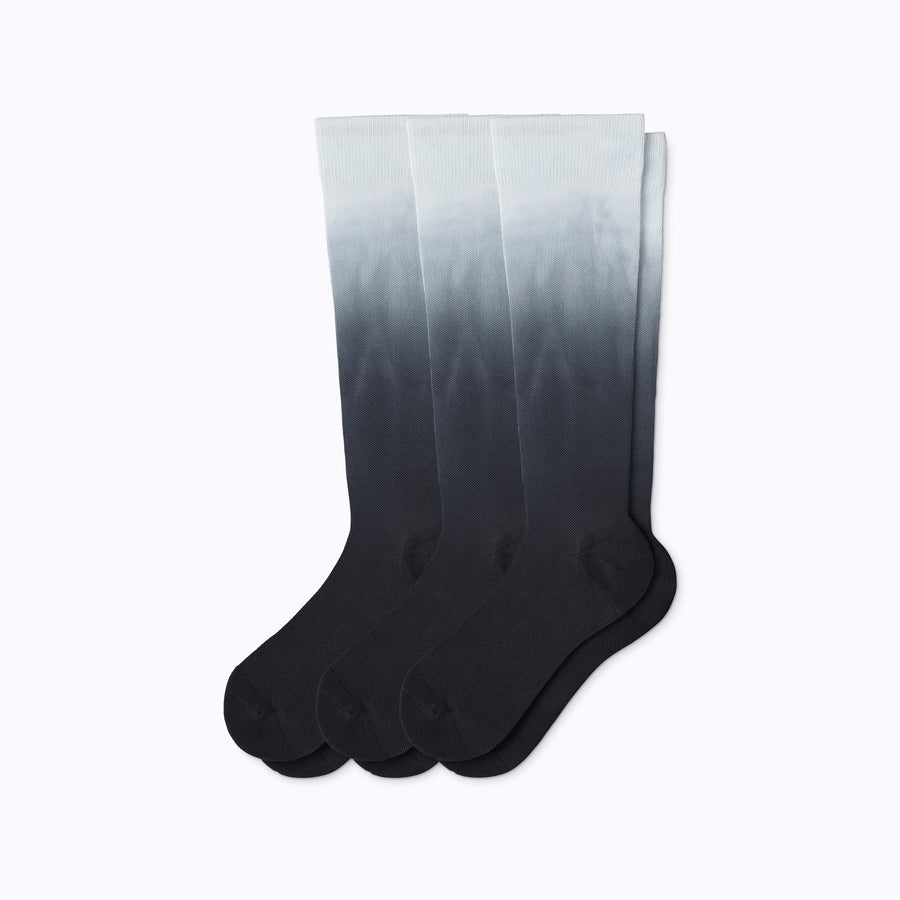 A 3-pack of black ombre Knee-High Compression Socks