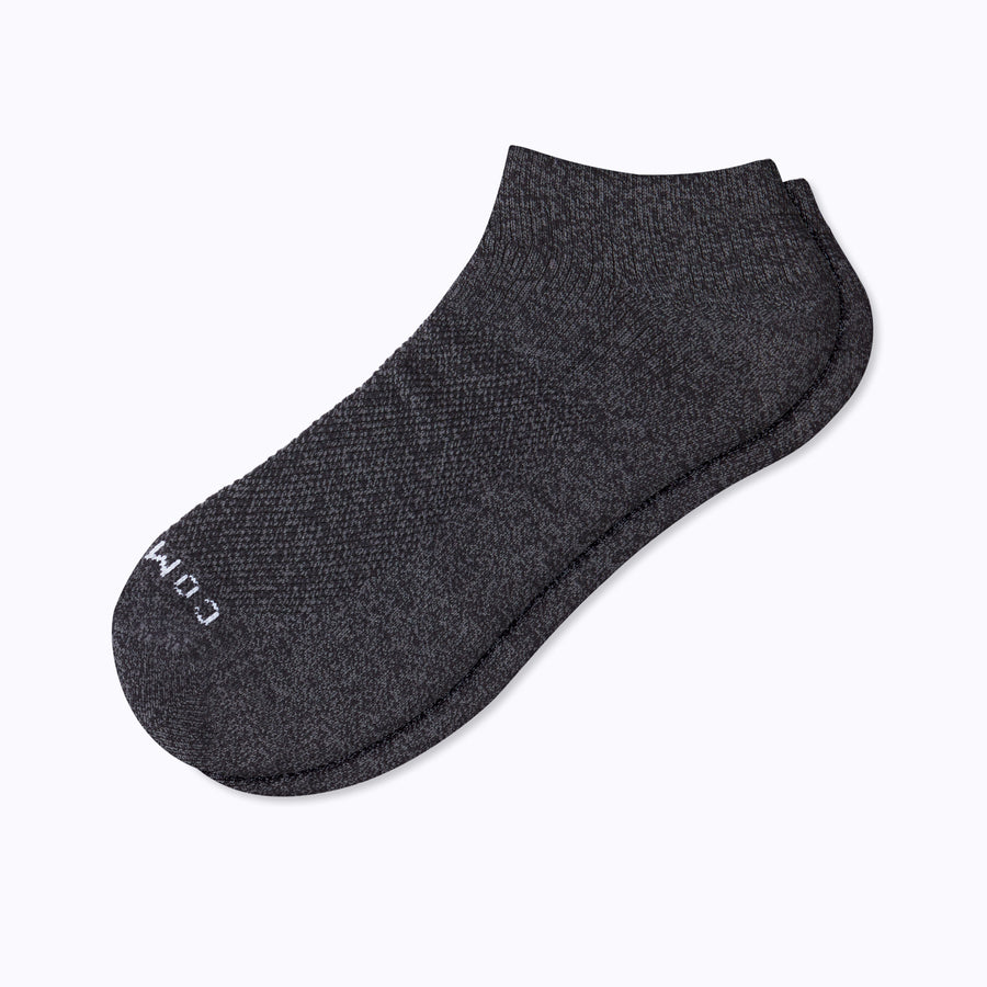 A pair of nylon ankle compression socks in heather-charcoal solid