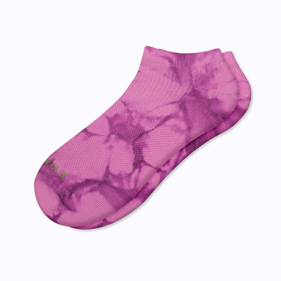 A pair of nylon ankle soks in mulberry tie-dye