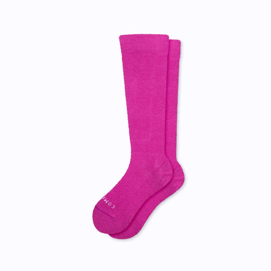 A pair of cozy nylon compression socks in wild-aster